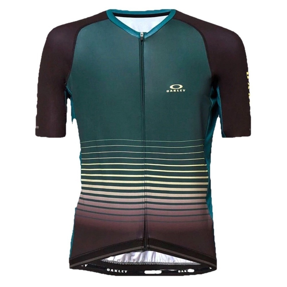 Oakley Men's Icon Jersey 2.0 Green Full Zip Short Sleeve Cycling Jersey Size S